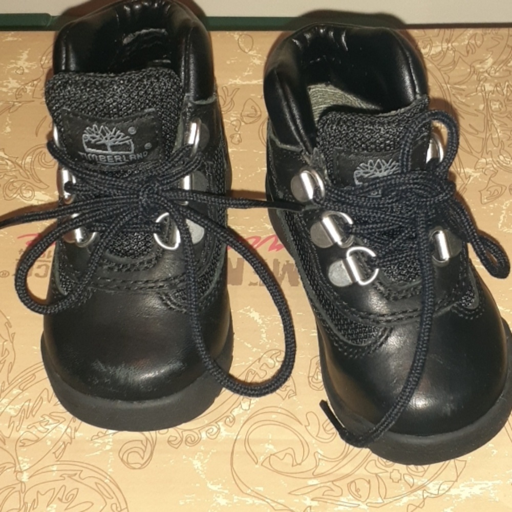 Toddler Black Leather Field Boots (TIMBERLAND)
